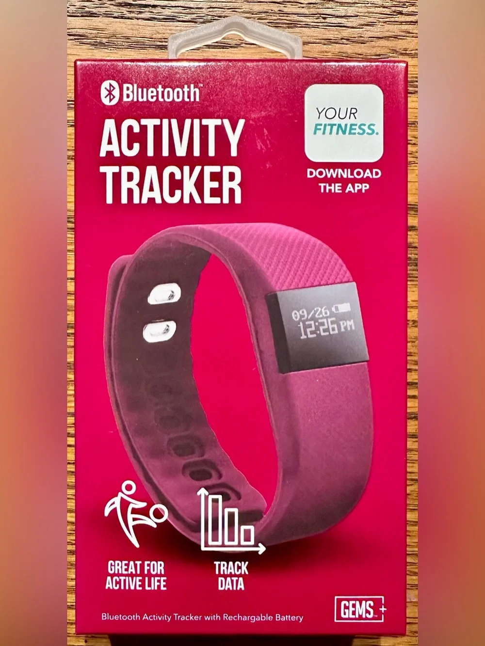 GEMS Bluetooth Activity HEALTH Fitness Tracker Adjustable ROSE Color Band NEW